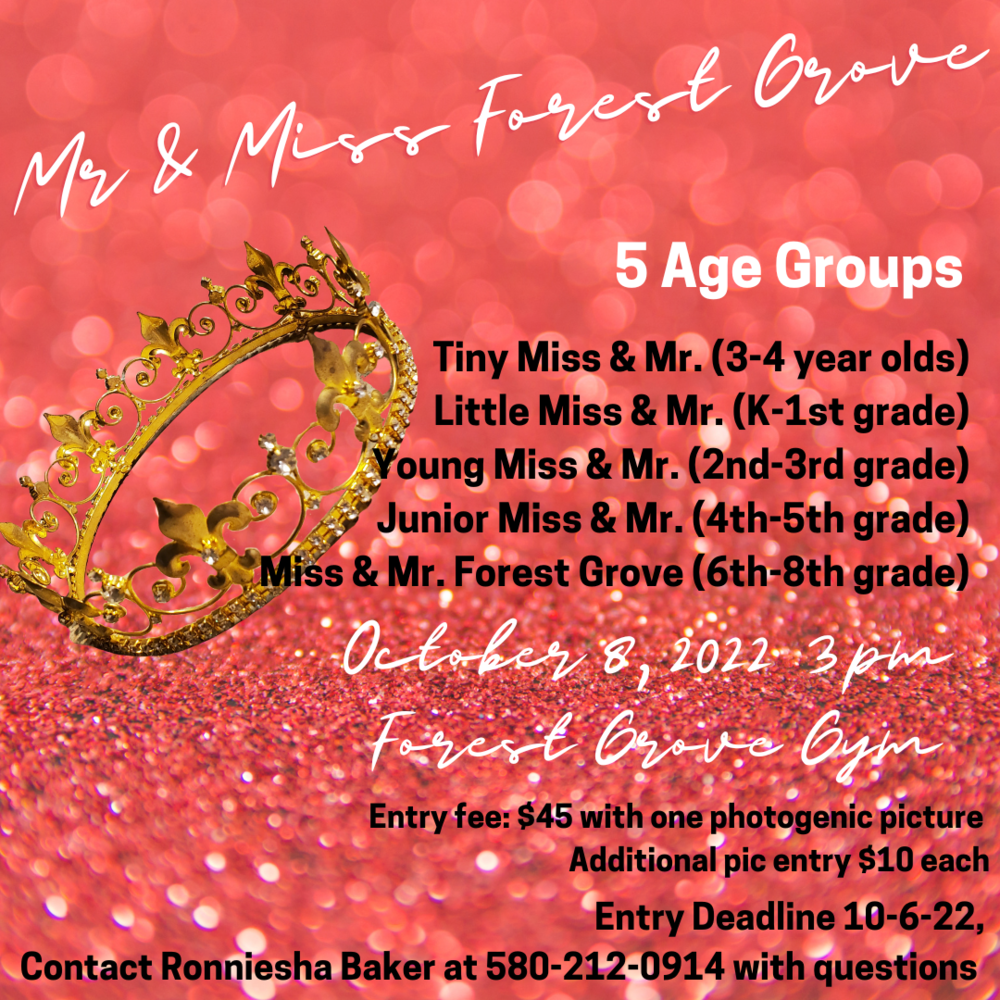 Mr Miss Forest Grove poster