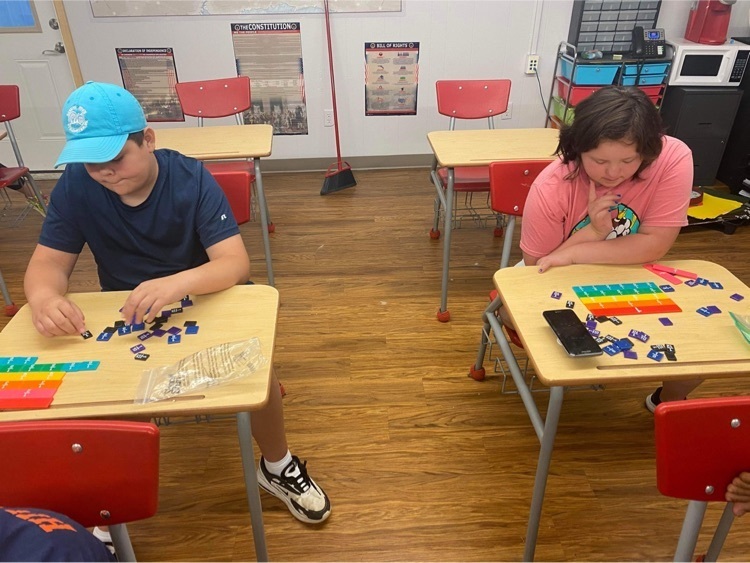 student using fraction manipulatives